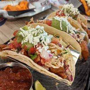 09/03/22 Crispy Fish Tacos - Chipotle Slaw, Guacamole, Cheddar Cheese, Pico de Gallo