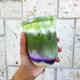 Ube matcha latte