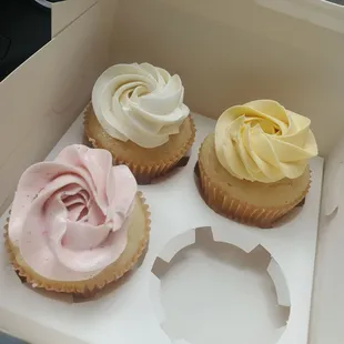 Top left: vanilla, Top right: lilikoi (passion fruit), and Bottom left: strawberry.