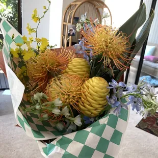 Bouquets are hand tied so they can go right in your vase and keep the artistry of the arrangement!