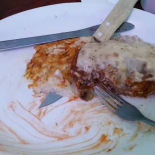 Some of the best chicken fried steak, country gravy, 3 eggs,  hashbrowns and choice of toast, I've ever had and only $8.95!