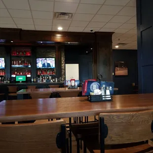 a bar with a television set