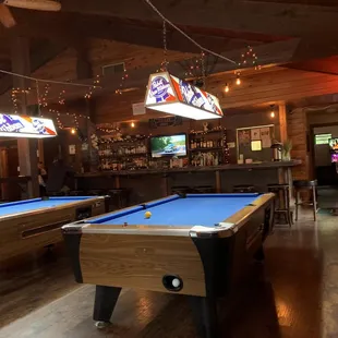 Pool tables and bar.