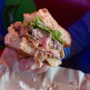 Burger (forgive me  -I dug in). Was honestly one of the best burgers I've had.  Fresh, high quality.