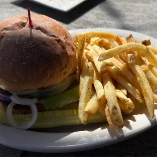Burger and fries