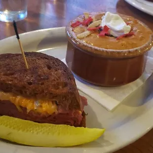 Mix and match half reuben and bowl of chicken tortilla soup