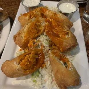 Buffalo chicken wontons
