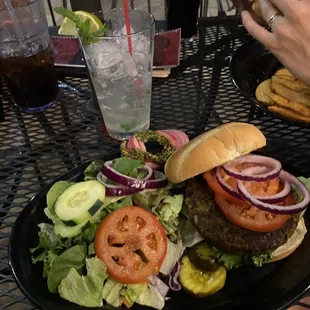 Black Bean Burger and side salad (no croutons or cheese)