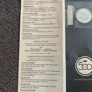 Appetizer &amp; breakfast menu 5/30/2021