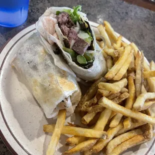 Philly steak wrap &amp; fries