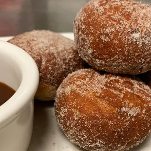 Brioche Donuts with Caramel Rum Sauce