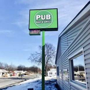 a sign in the snow