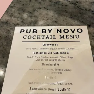 menu