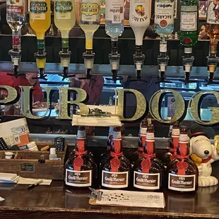 bottles of beer on a bar counter