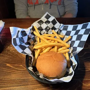 Kids burger and fries