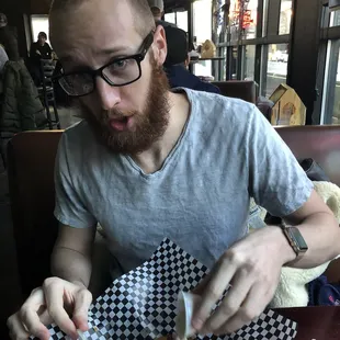 a man eating a meal