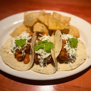 three tacos on a plate