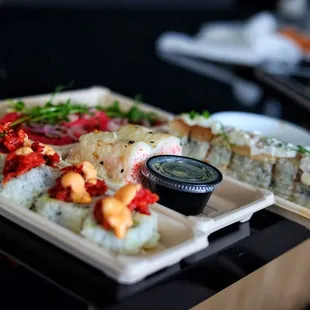 PB Heat Roll, Tuna Pizza, Wagyu Beef Tartare Roll, and Butter Krab Roll