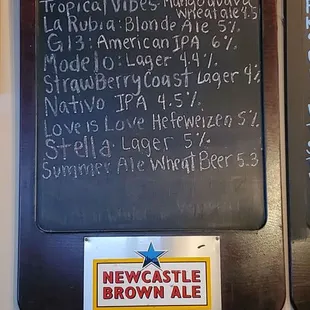 The beer menu as of 06/29/21