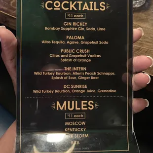Cocktail list