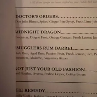 menu