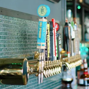 Variety of beers on tap with 5 rotating taps