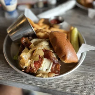 Black &amp; Bleu Cheese Burger w/ French fries