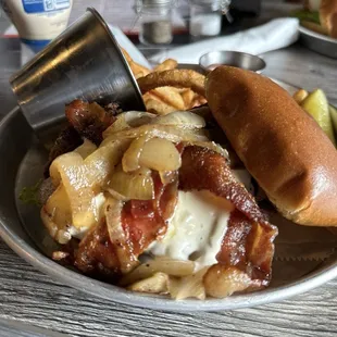 Black &amp; Bleu Cheese Burger w/ French fries