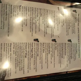 a menu for a restaurant