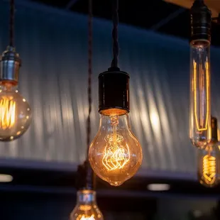 light bulbs hanging from ceiling
