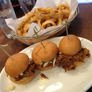 Spicy Pulled Pork Sliders, Cabbage Onion Slaw
