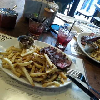 Grilled Flat Iron Steak, French Fries, Red Wine Jus