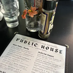 Artistic picture or part of menu and some flowers.