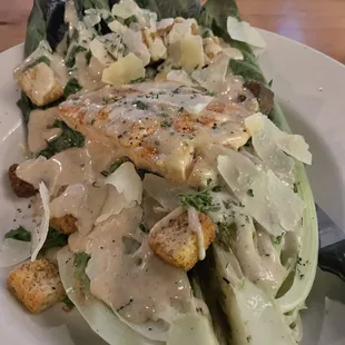 Grilled Cesar with salmon.