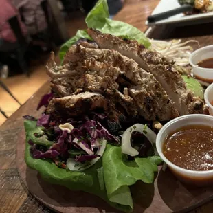 Thai lettuce wraps with grilled chicken