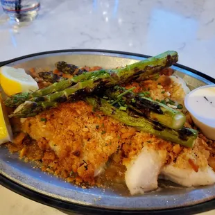 Baked Haddock and Grilled Asparagus