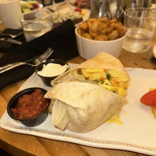 Breakfast burritos n crisp potatoes