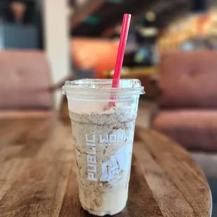 a cup of coffee on a table