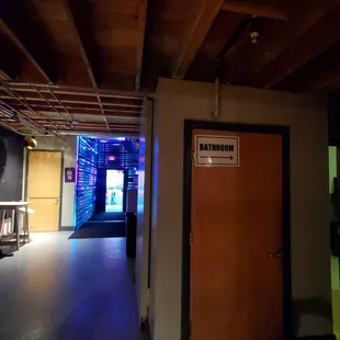 View of entrance from inside (restroom on the right)