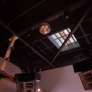 Disco ball on ceiling