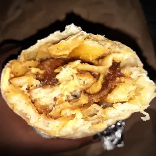 Fish &amp; Chip Burrito (Fries, Beer Battered fish, chipotle-lime crema, jack cheese)
