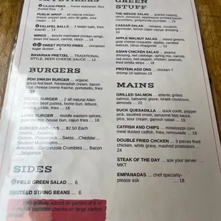 Dinner Menu