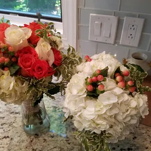 two vases of flowers