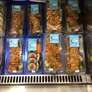 a display of food in plastic containers