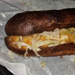 The Famous Chicken Tender Sub. Burnt.