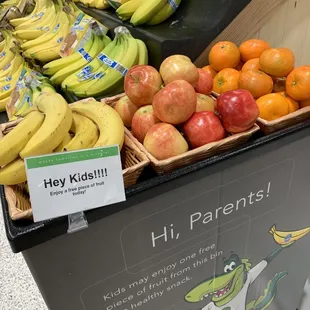 A free piece of fruit for kids to enjoy.