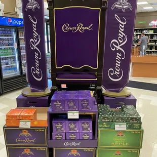 a display of a chair made out of boxes