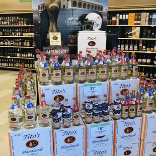 a display of liquor bottles