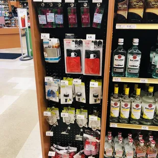 a liquor section in a grocery store