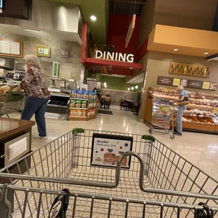 a shopping cart in a grocery store